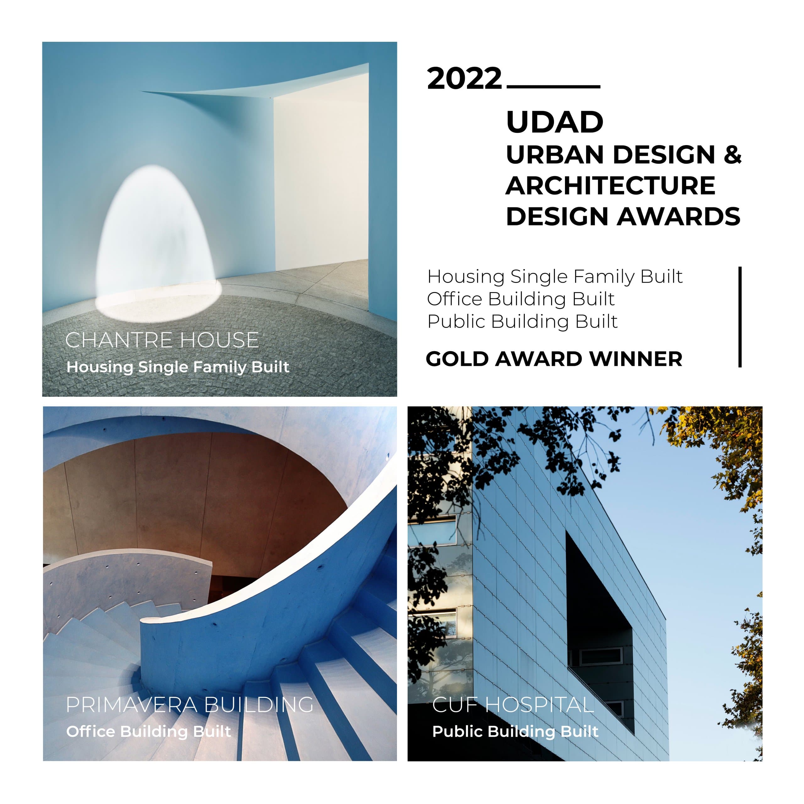 CUF Hospital Porto, Primavera Building e Chantre House distinguidos como Gold Award Winners nos prémios UDAD 2022